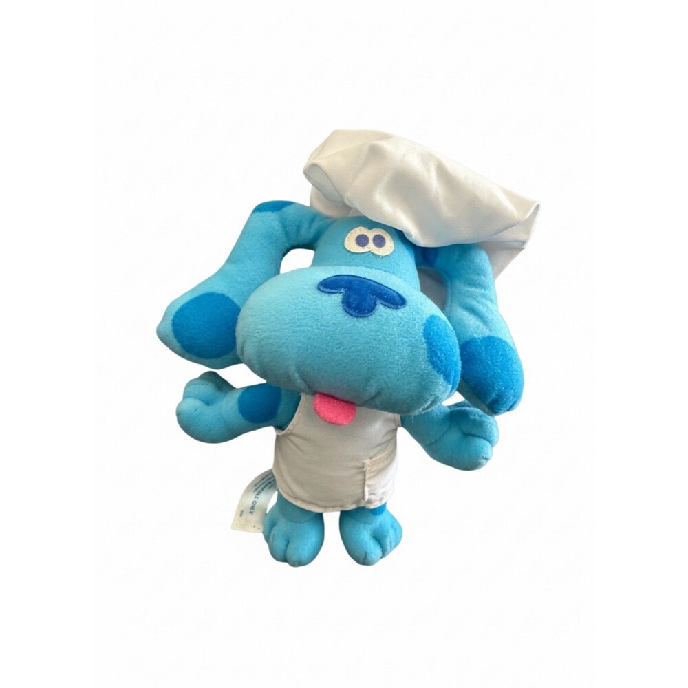 Vintage 1998 TYCO BLUES CLUES 7" SNACK TIME‎ CHEF HAT APRON STUFFED PLUSH